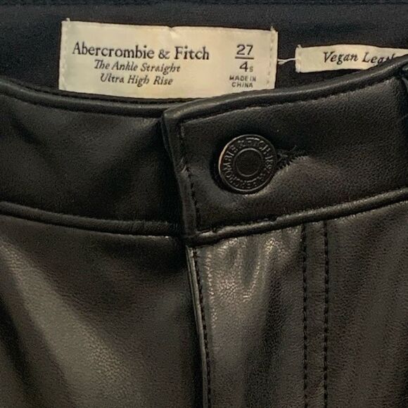 Abercrombie & Fitch Black Straight Ankle Leg faux pant with Sleek Finish - Picture 5 of 14